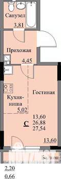 Студия квартира, вторичка, 29м2, 5/17 этаж