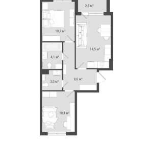 3-к квартира, вторичка, 51м2, 16/25 этаж