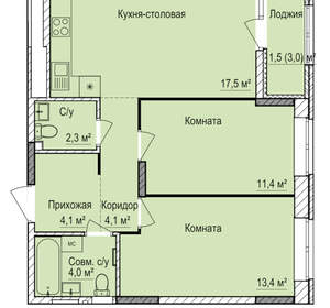 2-к квартира, вторичка, 58м2, 9/17 этаж
