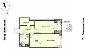 2-к квартира, вторичка, 47м2, 3/17 этаж