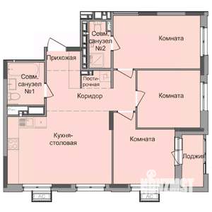 3-к квартира, строящийся дом, 76м2, 3/17 этаж
