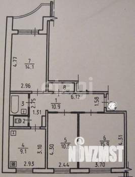 3-к квартира, вторичка, 55м2, 1/9 этаж