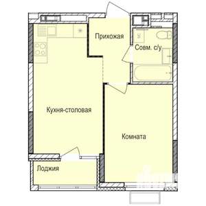 1-к квартира, строящийся дом, 38м2, 12/17 этаж