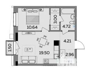 2-к квартира, вторичка, 46м2, 9/16 этаж