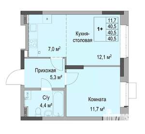 1-к квартира, вторичка, 41м2, 1/17 этаж