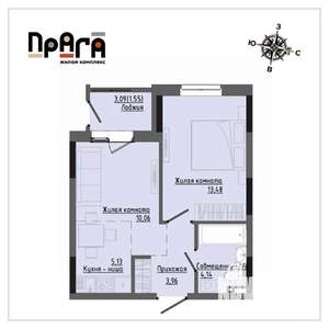 1-к квартира, вторичка, 38м2, 5/17 этаж