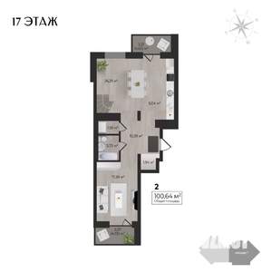 2-к квартира, строящийся дом, 101м2, 17/17 этаж