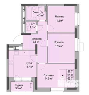 3-к квартира, вторичка, 67м2, 15/17 этаж