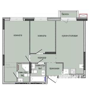 2-к квартира, строящийся дом, 59м2, 4/16 этаж