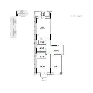 2-к квартира, строящийся дом, 80м2, 12/17 этаж