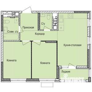 2-к квартира, строящийся дом, 59м2, 2/17 этаж