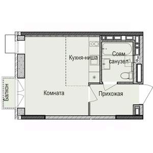 Студия квартира, строящийся дом, 26м2, 4/17 этаж