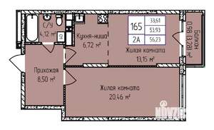 2-к квартира, строящийся дом, 56м2, 12/17 этаж