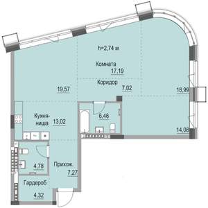 Студия квартира, строящийся дом, 113м2, 4/23 этаж
