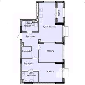 2-к квартира, строящийся дом, 68м2, 2/17 этаж
