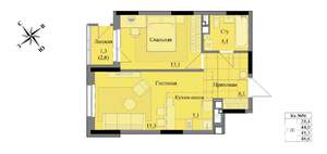 2-к квартира, вторичка, 45м2, 4/17 этаж