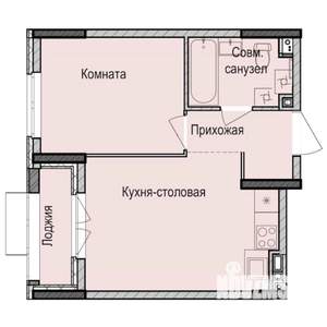 1-к квартира, строящийся дом, 35м2, 13/17 этаж