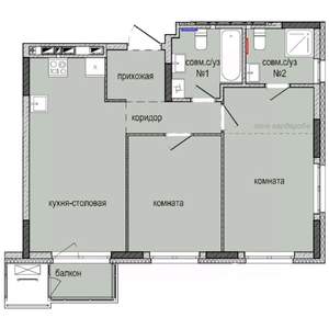 2-к квартира, вторичка, 58м2, 7/16 этаж