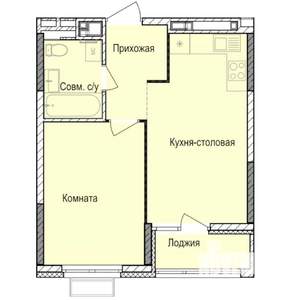 1-к квартира, строящийся дом, 39м2, 4/17 этаж