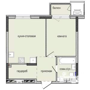 1-к квартира, строящийся дом, 42м2, 8/16 этаж
