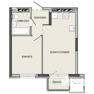 1-к квартира, строящийся дом, 35м2, 7/16 этаж