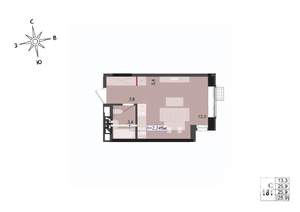 Студия квартира, строящийся дом, 26м2, 8/17 этаж