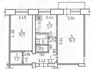 2-к квартира, вторичка, 43м2, 5/5 этаж