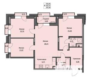3-к квартира, строящийся дом, 85м2, 6/17 этаж