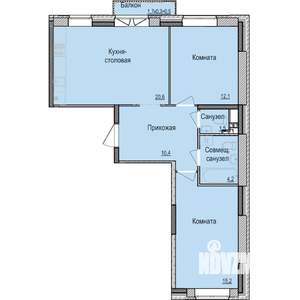 2-к квартира, строящийся дом, 65м2, 14/17 этаж