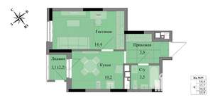 1-к квартира, вторичка, 35м2, 4/17 этаж