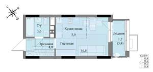 Студия квартира, вторичка, 25м2, 6/17 этаж