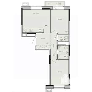 2-к квартира, строящийся дом, 56м2, 14/17 этаж