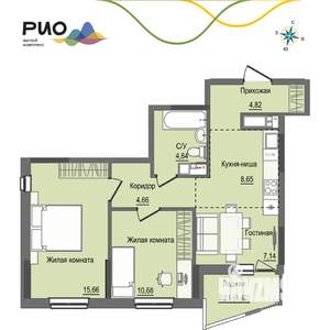 2-к квартира, вторичка, 58м2, 10/17 этаж