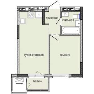 1-к квартира, строящийся дом, 33м2, 10/16 этаж