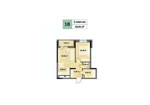 1-к квартира, строящийся дом, 44м2, 25/26 этаж