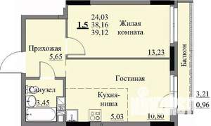 1-к квартира, строящийся дом, 41м2, 3/17 этаж