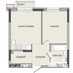 1-к квартира, строящийся дом, 40м2, 5/16 этаж