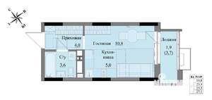 Студия квартира, вторичка, 25м2, 11/17 этаж