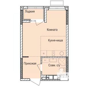 Студия квартира, строящийся дом, 26м2, 8/17 этаж