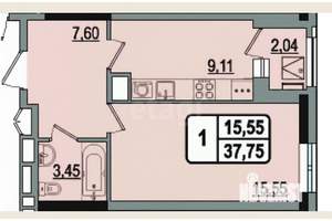 1-к квартира, вторичка, 37м2, 6/17 этаж