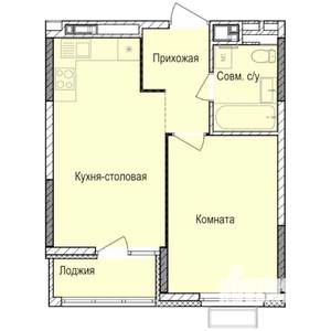1-к квартира, строящийся дом, 38м2, 6/17 этаж