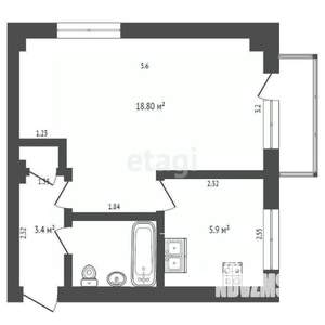 1-к квартира, вторичка, 30м2, 1/3 этаж