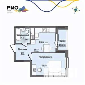 1-к квартира, вторичка, 34м2, 4/17 этаж