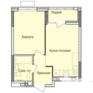 1-к квартира, строящийся дом, 35м2, 15/17 этаж
