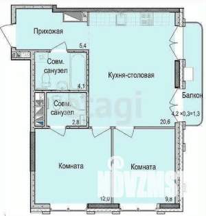2-к квартира, вторичка, 57м2, 8/17 этаж