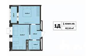 1-к квартира, строящийся дом, 42м2, 6/17 этаж