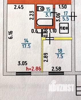 1-к квартира, вторичка, 35м2, 1/3 этаж