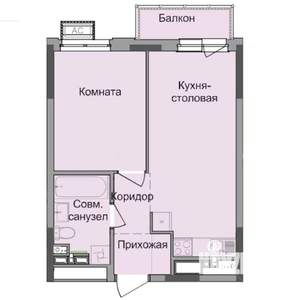 1-к квартира, строящийся дом, 38м2, 9/17 этаж