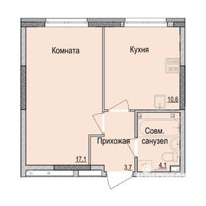 1-к квартира, вторичка, 35м2, 1/17 этаж
