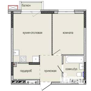 1-к квартира, строящийся дом, 40м2, 3/16 этаж
